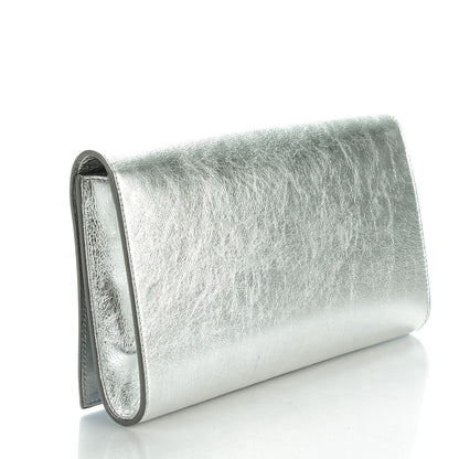 Saint Laurent Metallic Calfskin Monogram Large Belle De Jour Clutch Silver 3 of 7