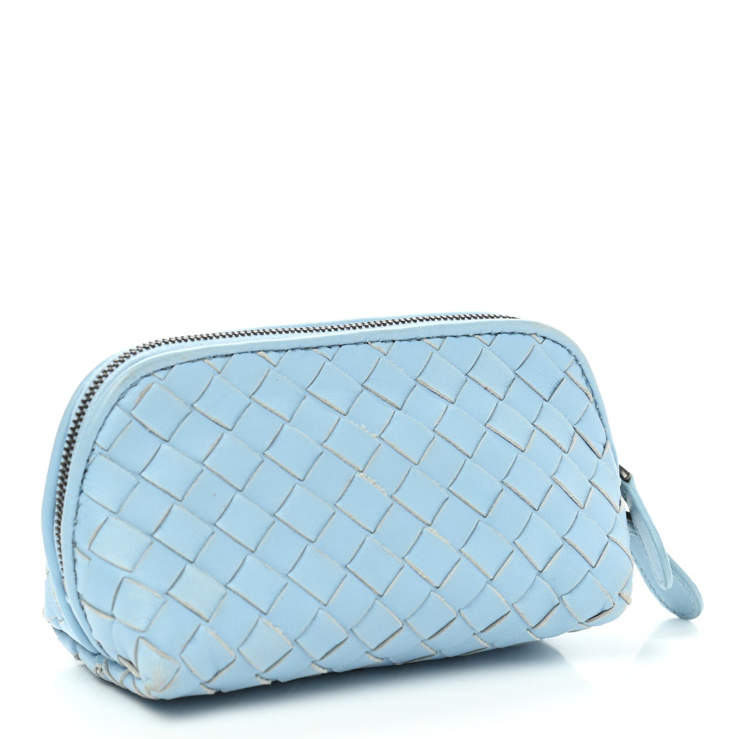 Nappa Intrecciato Small Cosmetic Pouch Light Blue