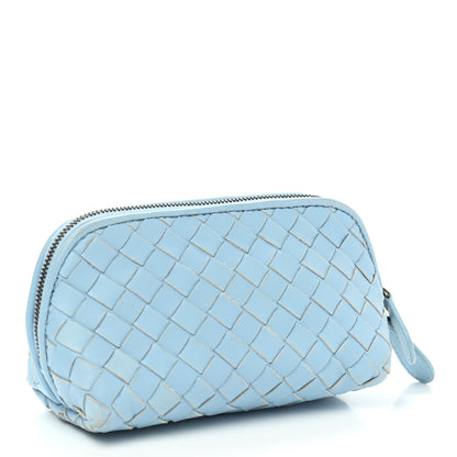 Bottega Veneta Nappa Intrecciato Small Cosmetic Pouch Light Blue 3 of 10