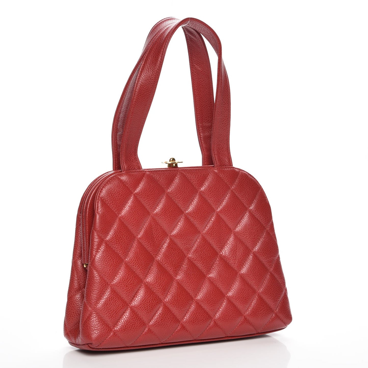 Caviar Quilted Frame Bag Red