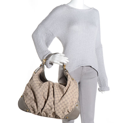 Gucci Monogram Large Jockey Hobo Grey 2 of 7