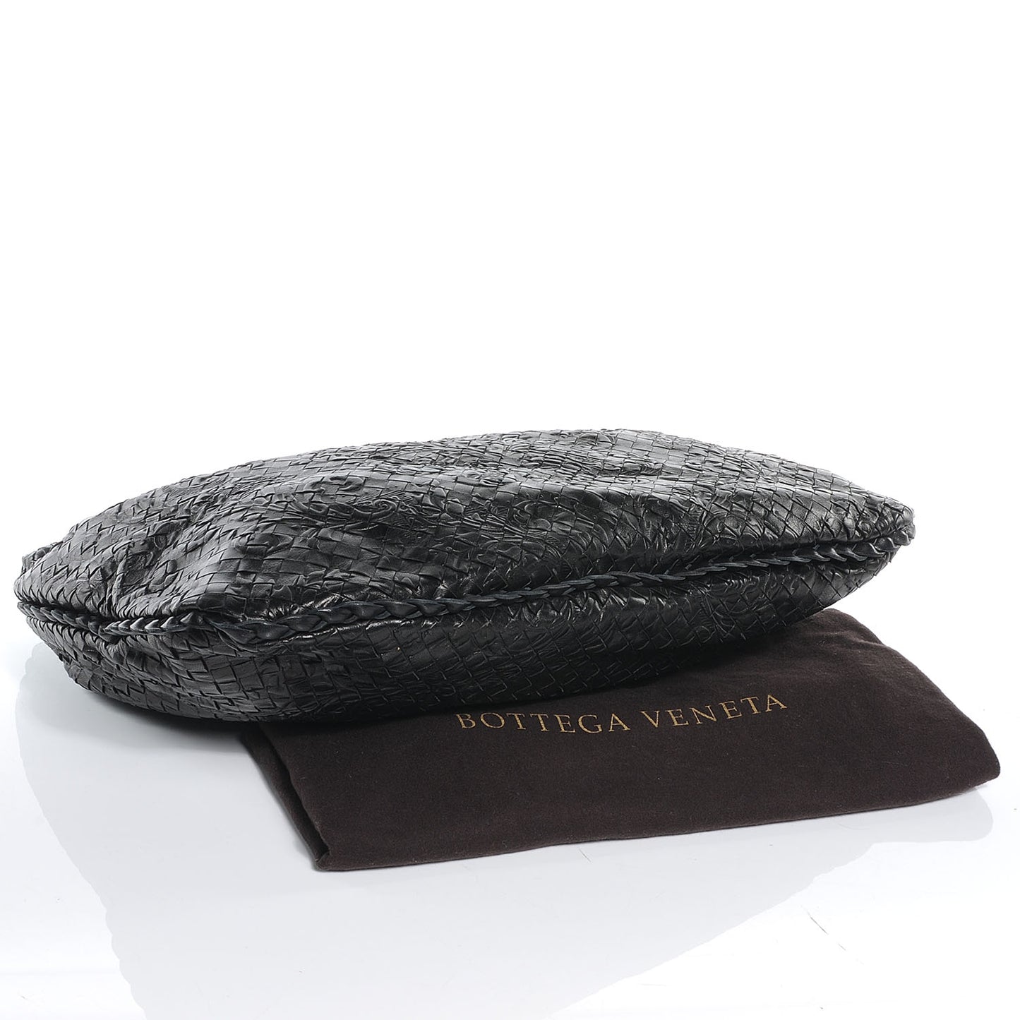 Nappa Intrecciato Embossed Medium Veneta Hobo Black