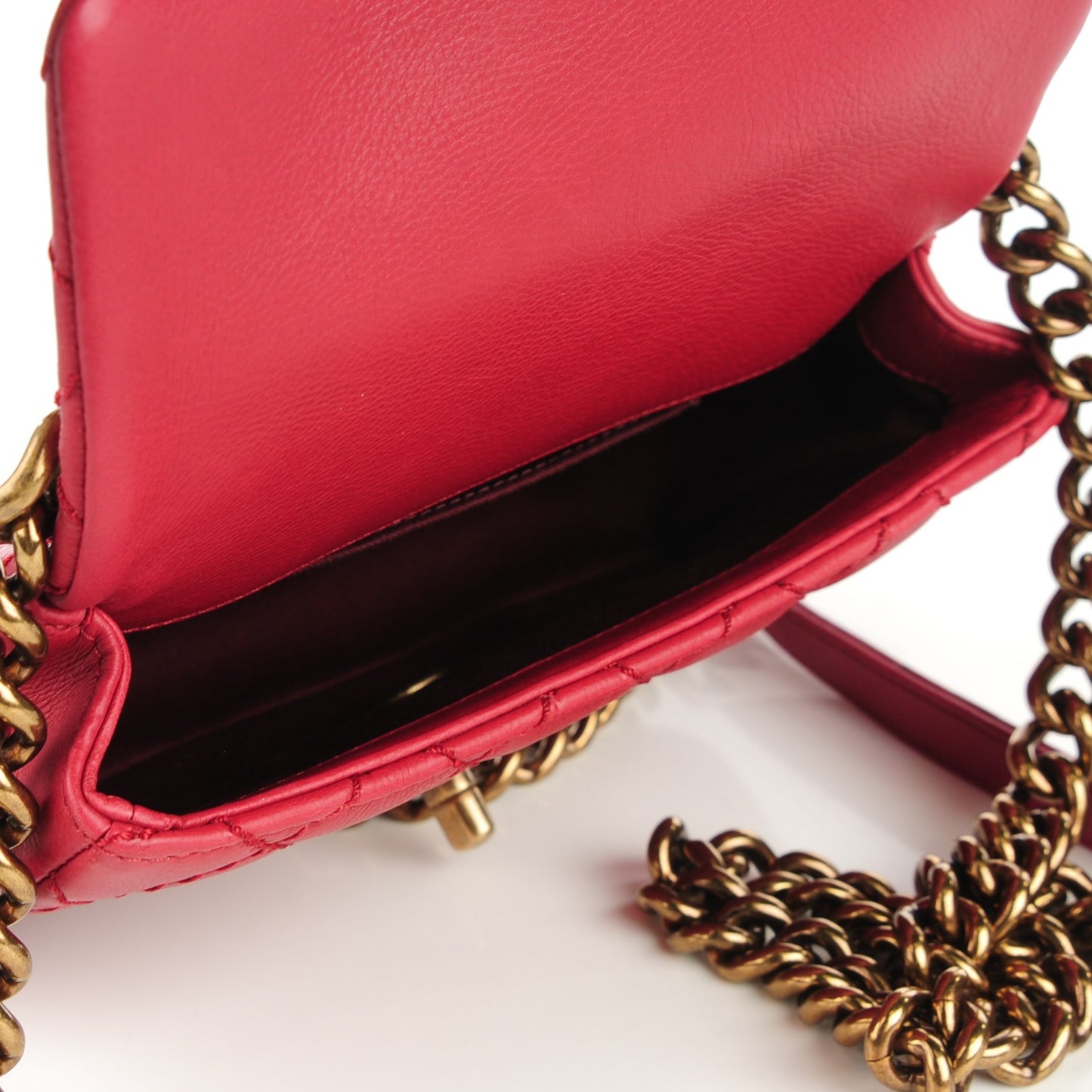 Calfskin Quilted Mini Urban Day Flap Red