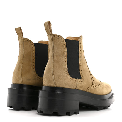 Hermes Suede Goatskin Chelsea Ankle Boots 37 Beige Gobi 5 of 13