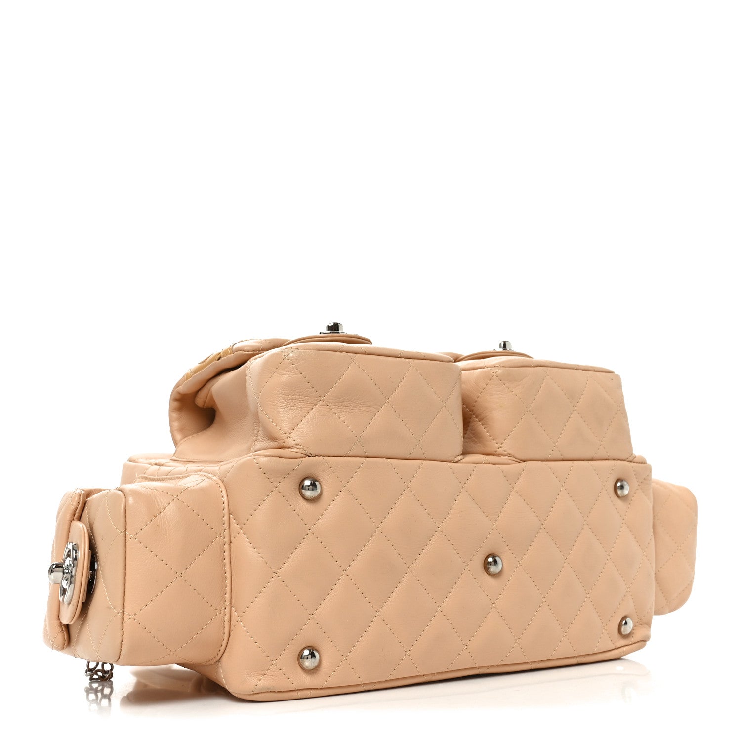 Chanel Calfskin Quilted Small Cambon Multipocket Reporter Beige