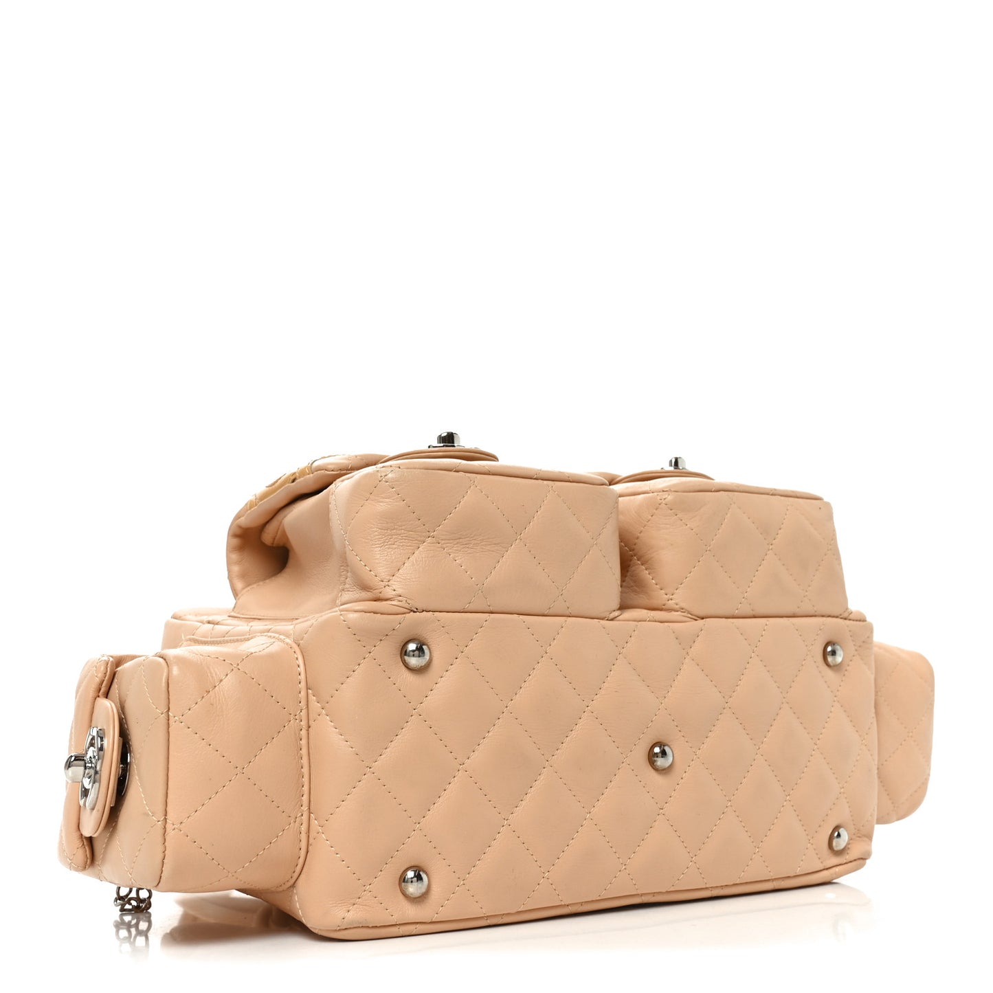 Calfskin Quilted Small Cambon Multipocket Reporter Beige
