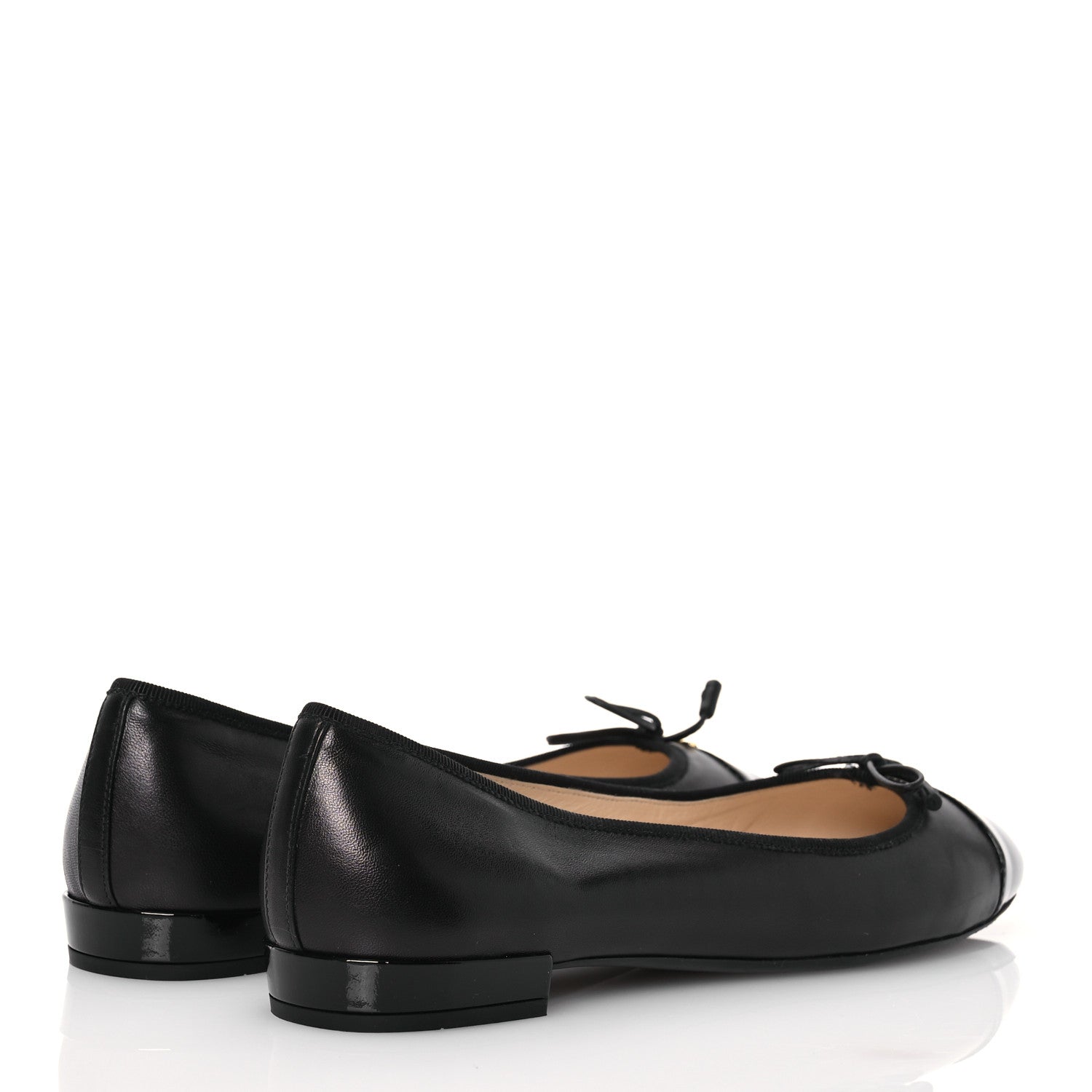 Prada Nappa Vernice Cap Toe Logo Bow Ballerina Flats 40 Black 4 of 14