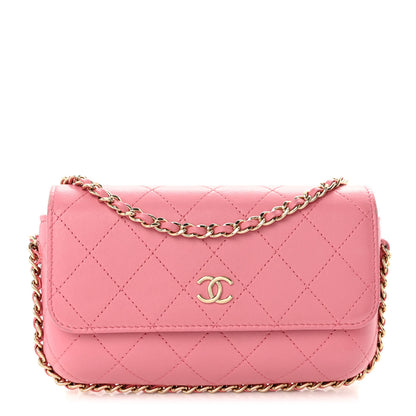 Chanel Lambskin Quilted Chain Around Clutch On Chain Pink 1 of 12