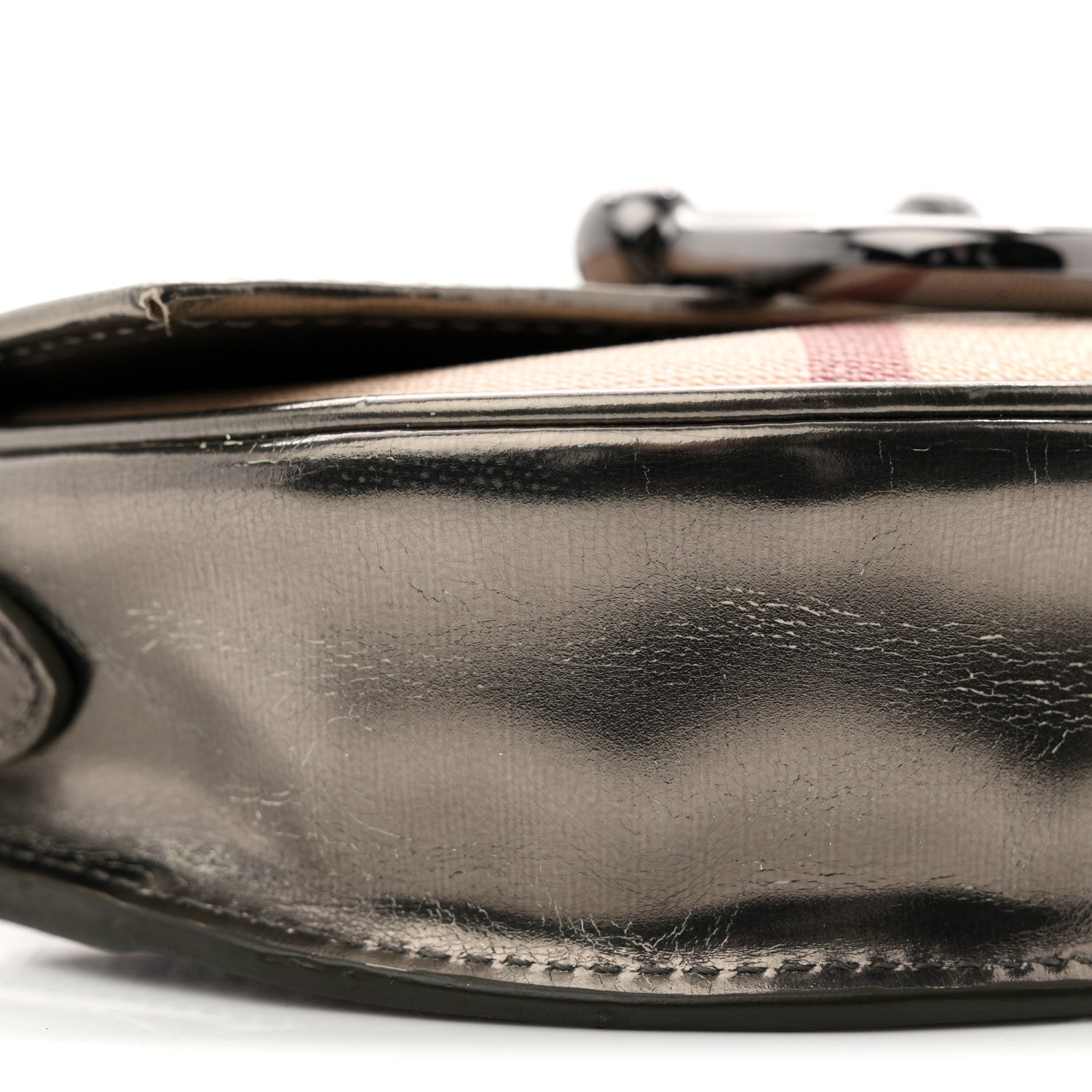 Burberry Patent Nova Check Mini Crossbody Bag Pewter 9 of 14