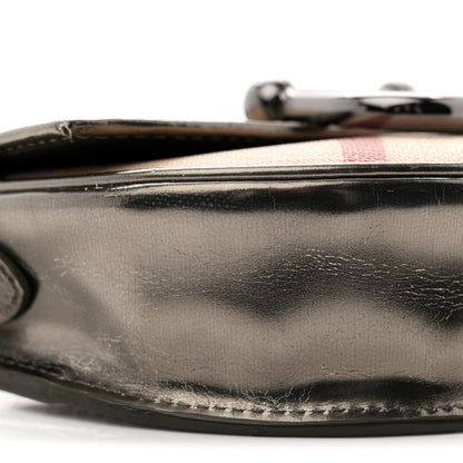 Burberry Patent Nova Check Mini Crossbody Bag Pewter 9 of 14