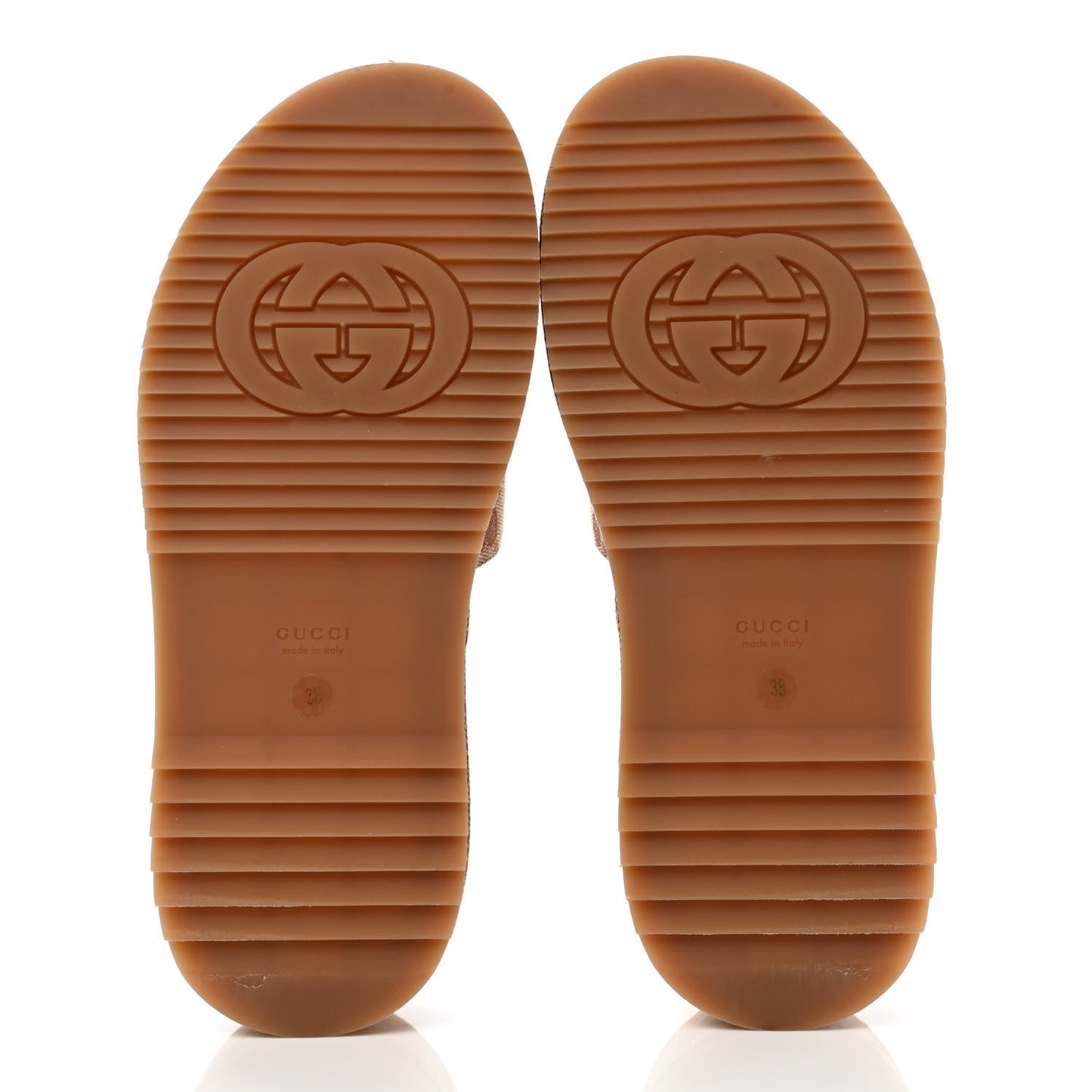 Canvas GG Monogram Angelina Platform Slide Sandals 38 Beige Ruggine