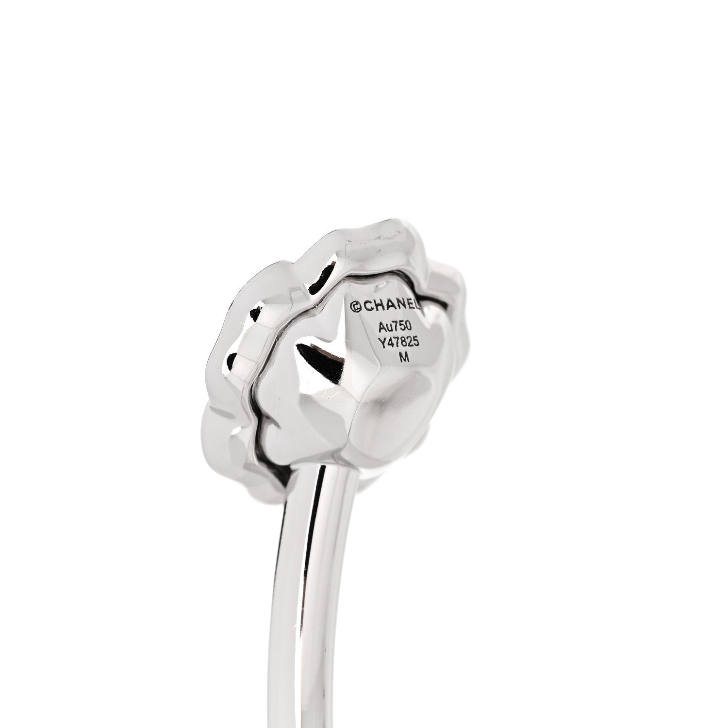 Chanel 18K White Gold Diamond Camelia Precieux Cuff Bracelet M 3 of 5