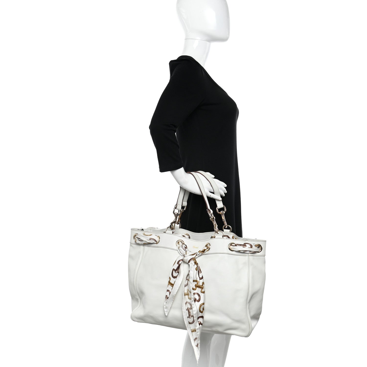 Gucci Calfskin Large Positano Tote White 2 of 9
