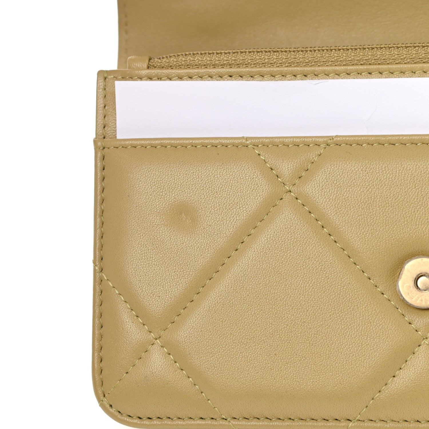 Chanel Lambskin Quilted Chanel 19 Wallet On Chain WOC Light Green 10 of 13