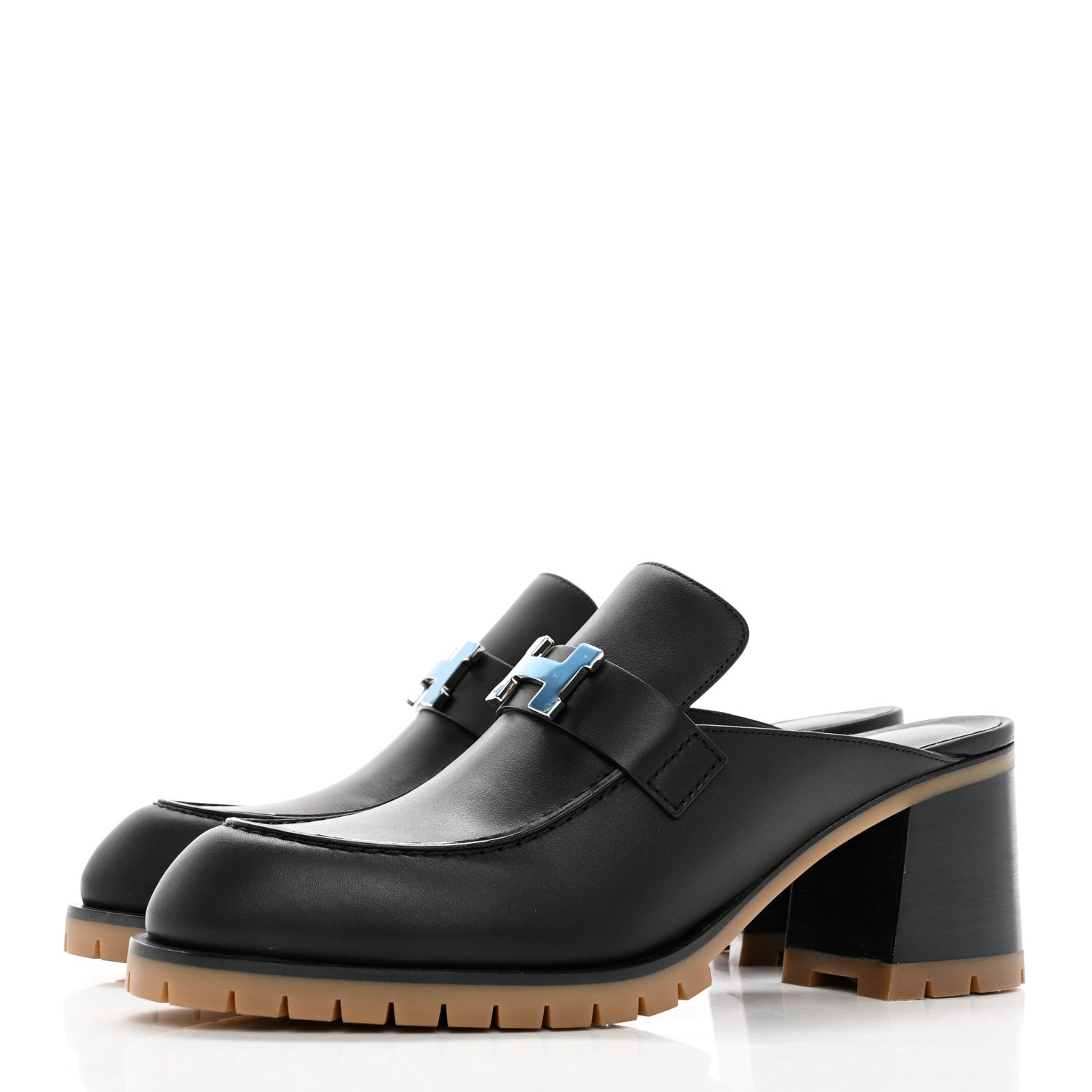 Hermes Calfskin Womens Flore 60 Mules 40 Black 3 of 10