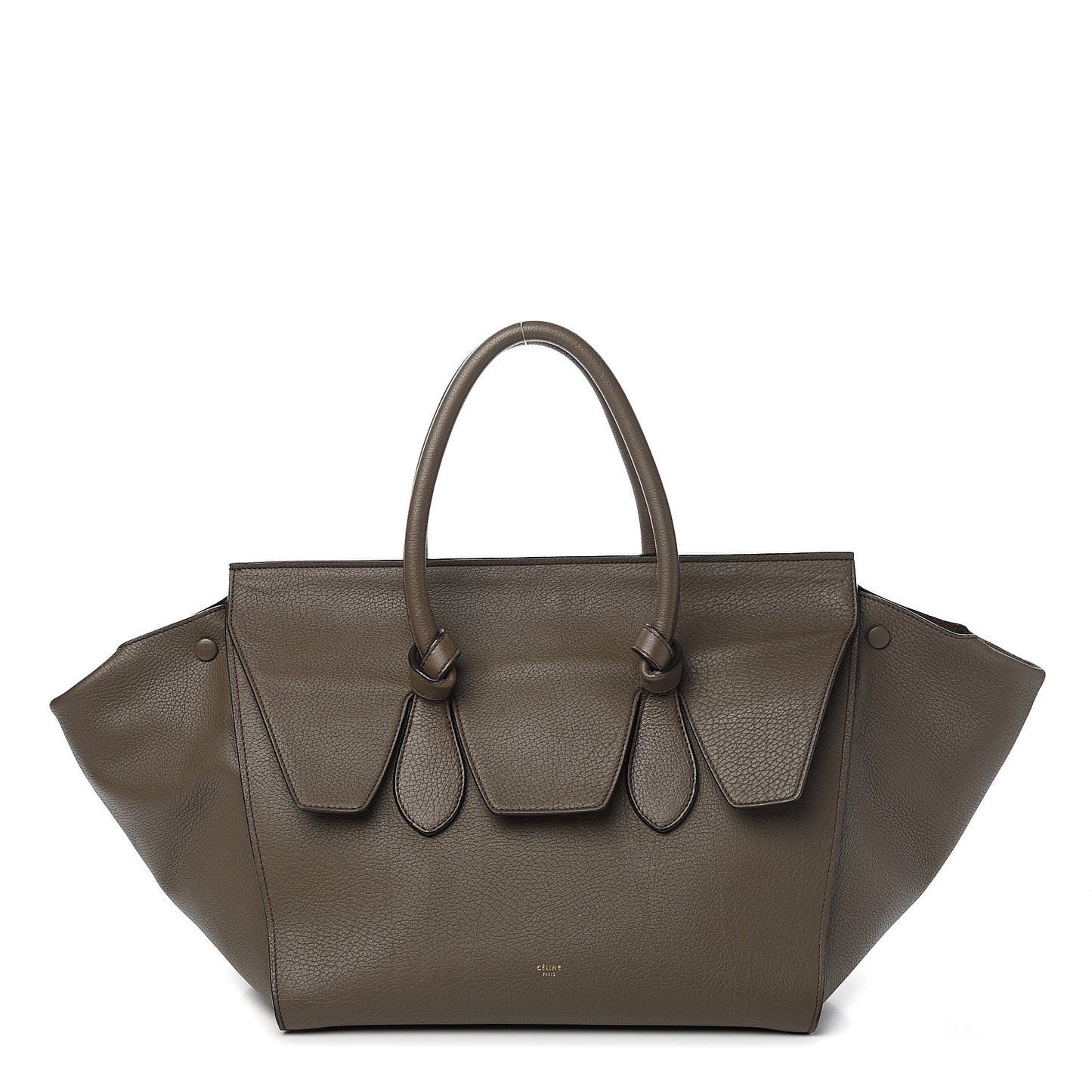 Crisped Calfskin Large Tie Knot Tote Dark Khaki