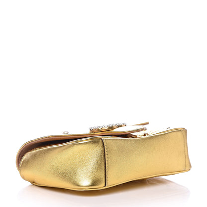 Gucci Metallic Calfskin Matelasse Studded Mini Pearly GG Marmont Shoulder Bag Gold 4 of 10