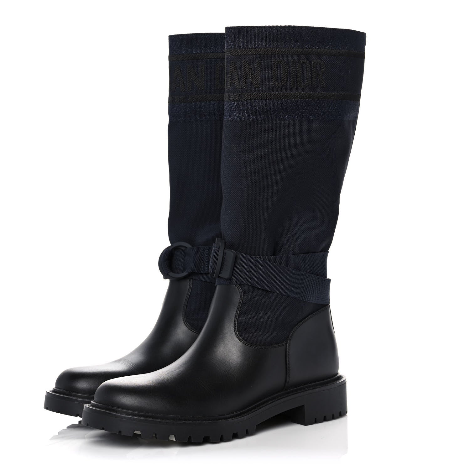 Christian Dior Technical Fabric Calfskin D-Major Boots 37 Black Blue 3 of 10