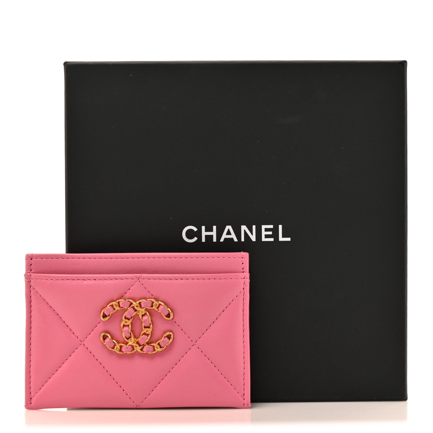 Chanel Lambskin Quilted Chanel 19 Card Holder Pink 11 of 11