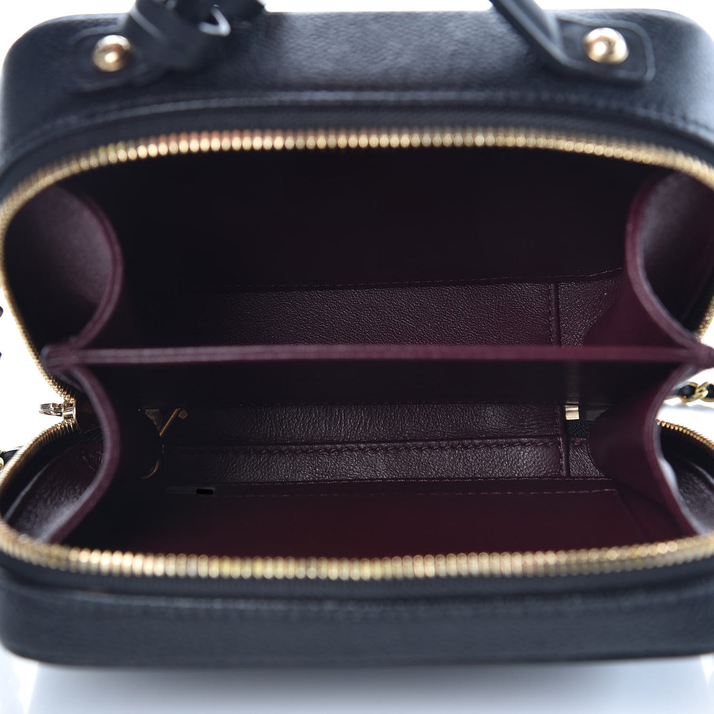Caviar Quilted Small CC Filigree Vanity Case Black