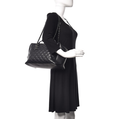 Chanel Calfskin Quilted Feather Weight Bowling Bag Black 2 of 19