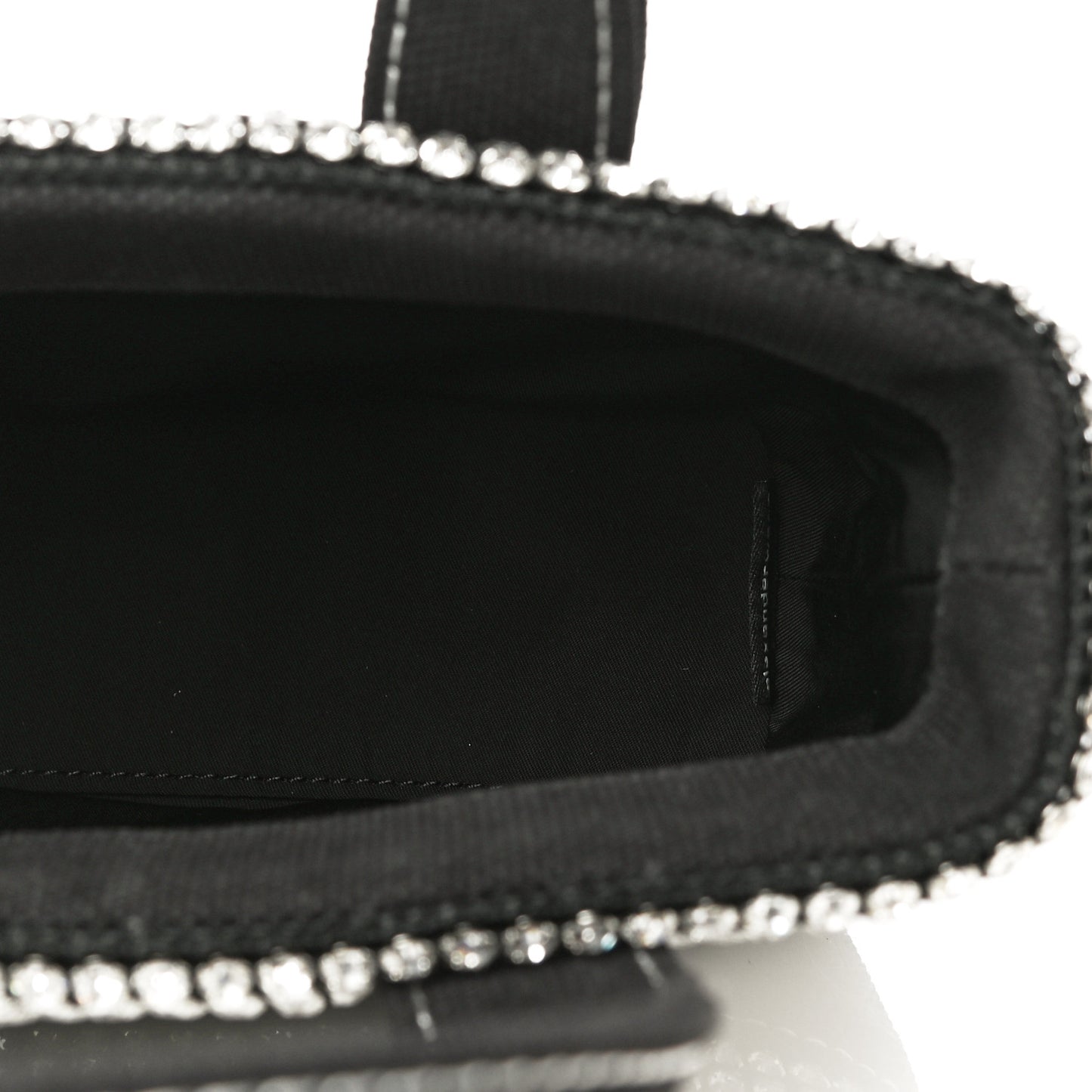 Mesh Crystal Rhinestone Mini Cruiser Tote Black Silver