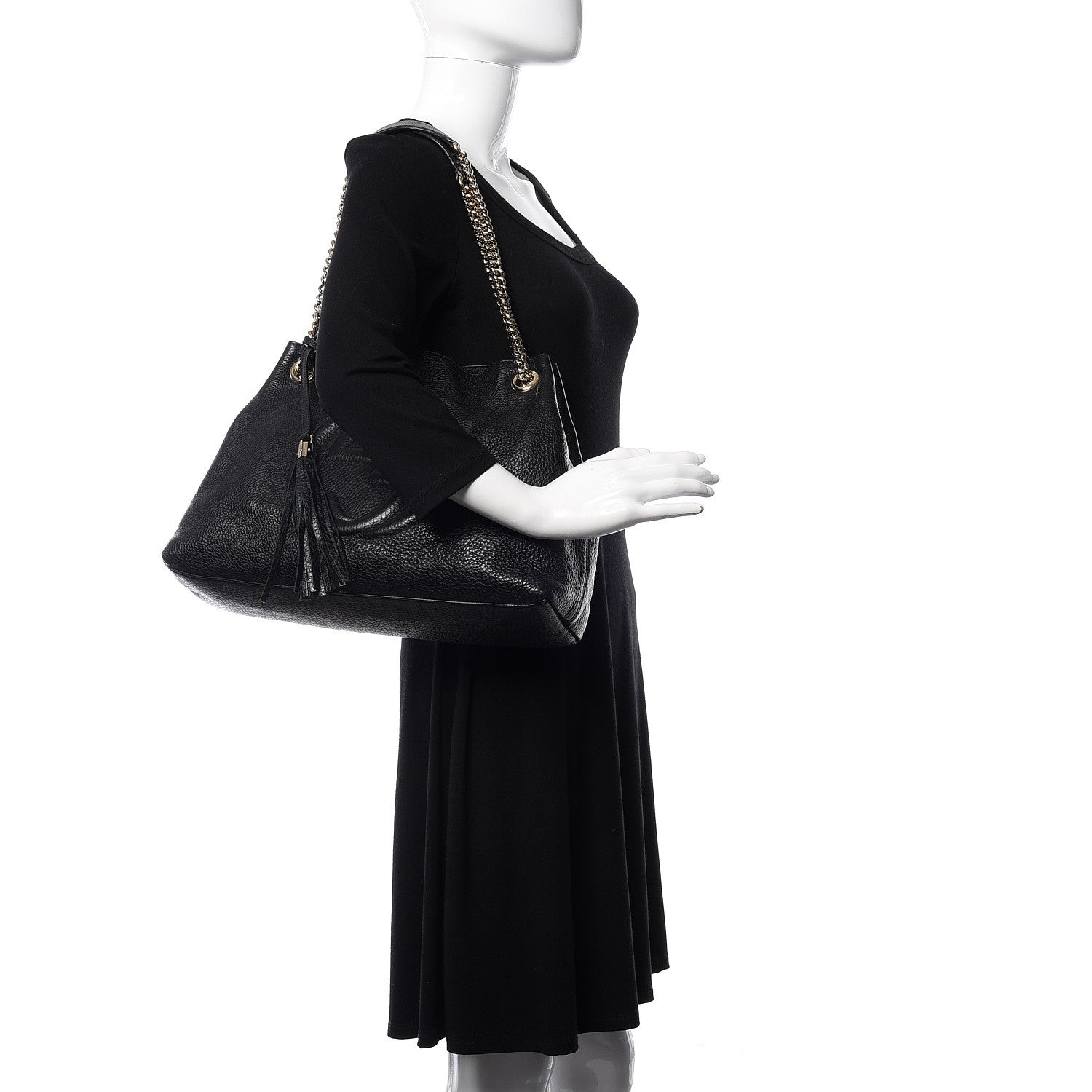 Gucci Pebbled Calfskin Medium Soho Chain Shoulder Bag Black 2 of 10