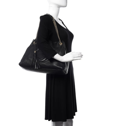Gucci Pebbled Calfskin Medium Soho Chain Shoulder Bag Black 2 of 10