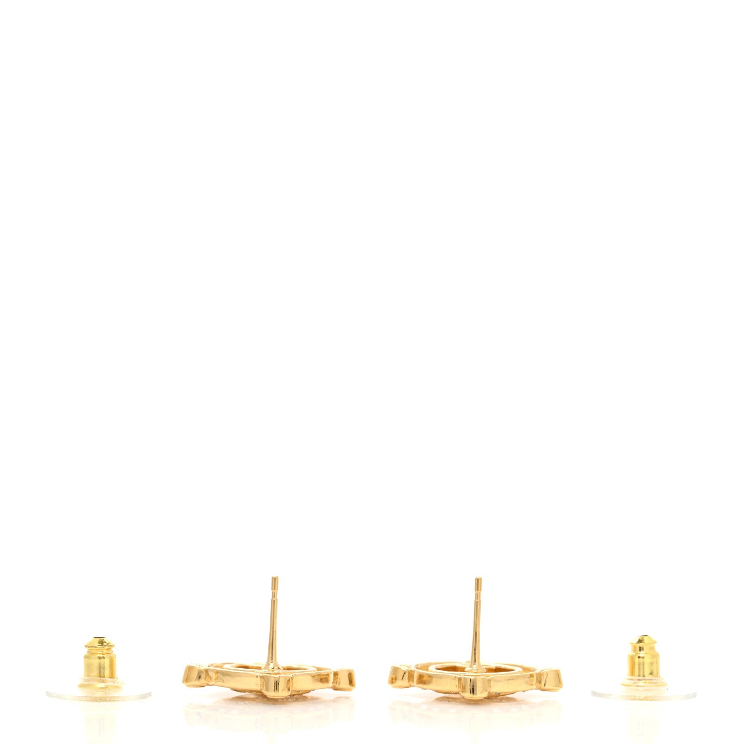 Chanel Crystal CC Chanel Earrings Gold 3 of 4