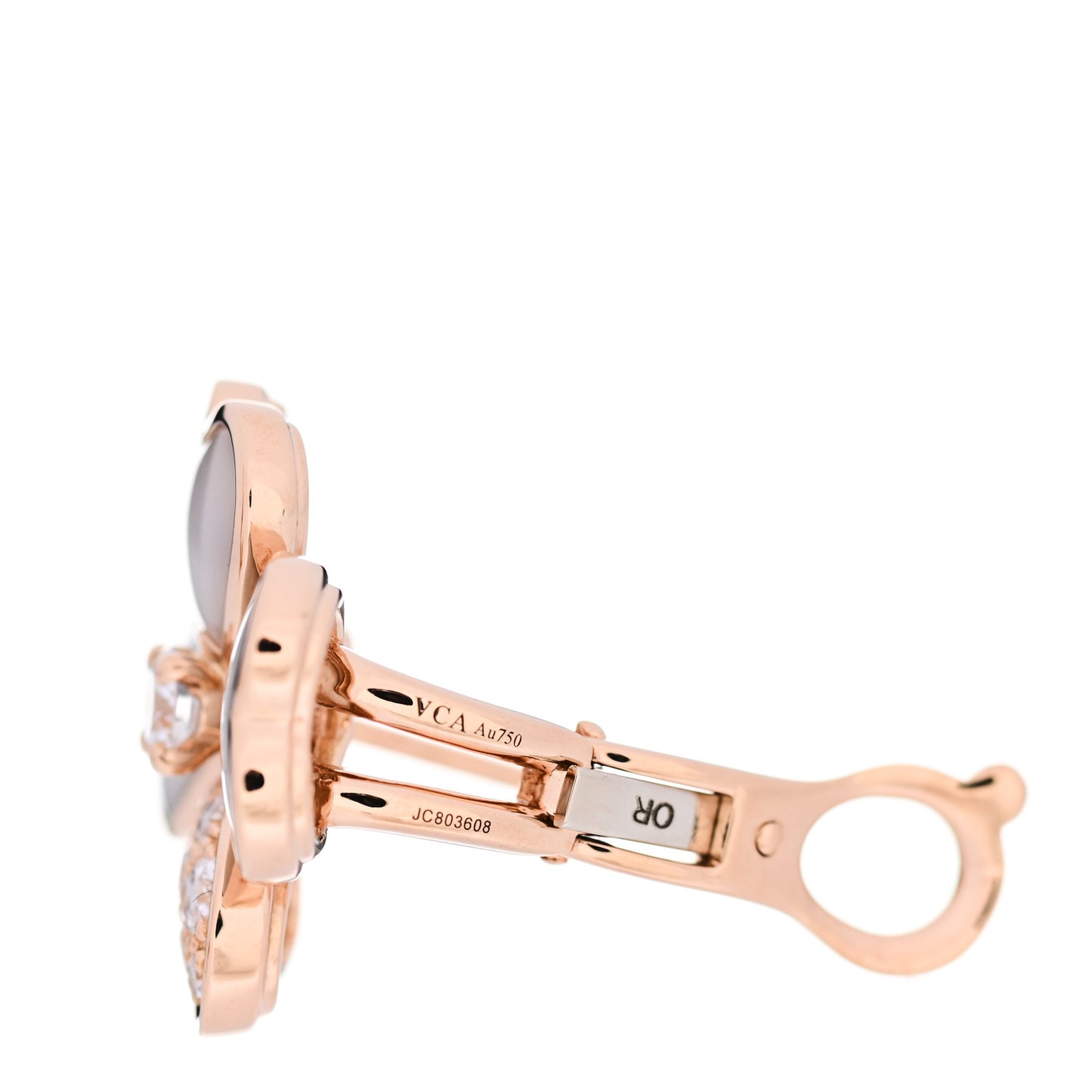 18K Rose Gold Diamond Mother of Pearl Small Cosmos Earrings