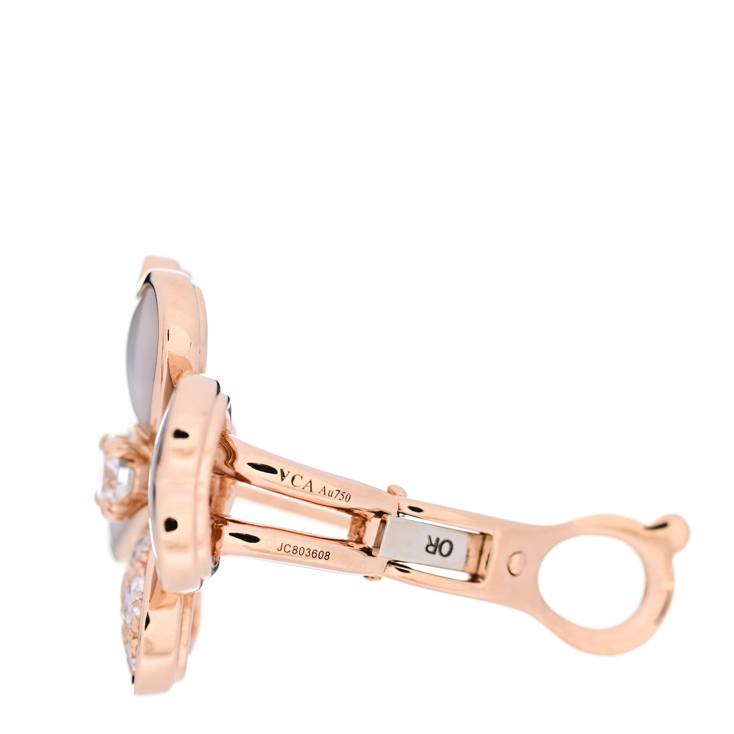 Van Cleef & Arpels 18K Rose Gold Diamond Mother of Pearl Small Cosmos Earrings 4 of 5