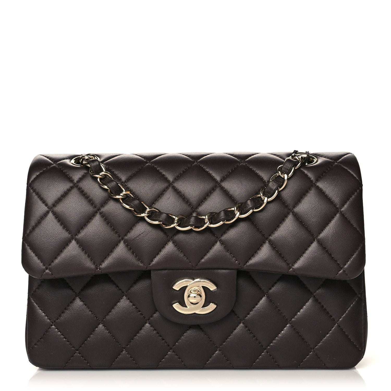 Chanel Lambskin Quilted Small Double Flap Dark Brown 1 of 11