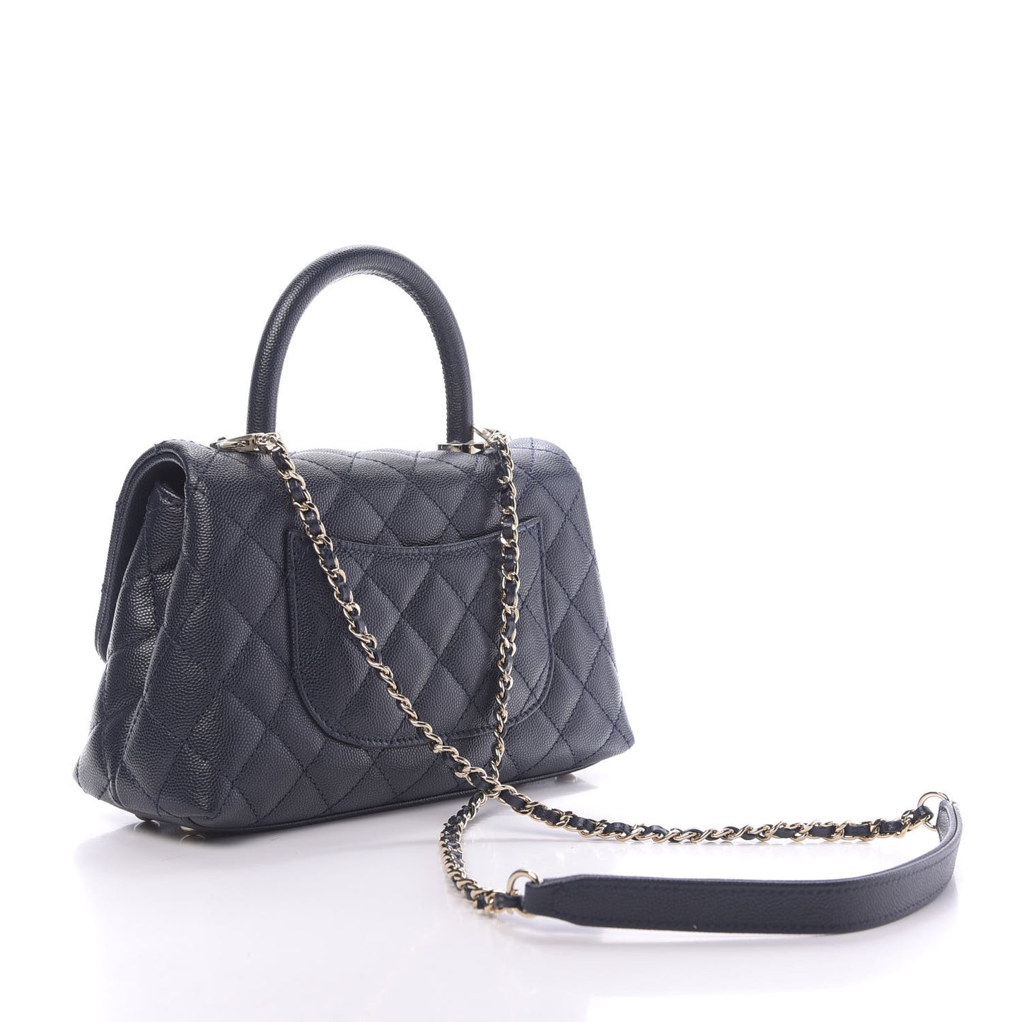Caviar Quilted Mini Coco Handle Flap Navy Blue