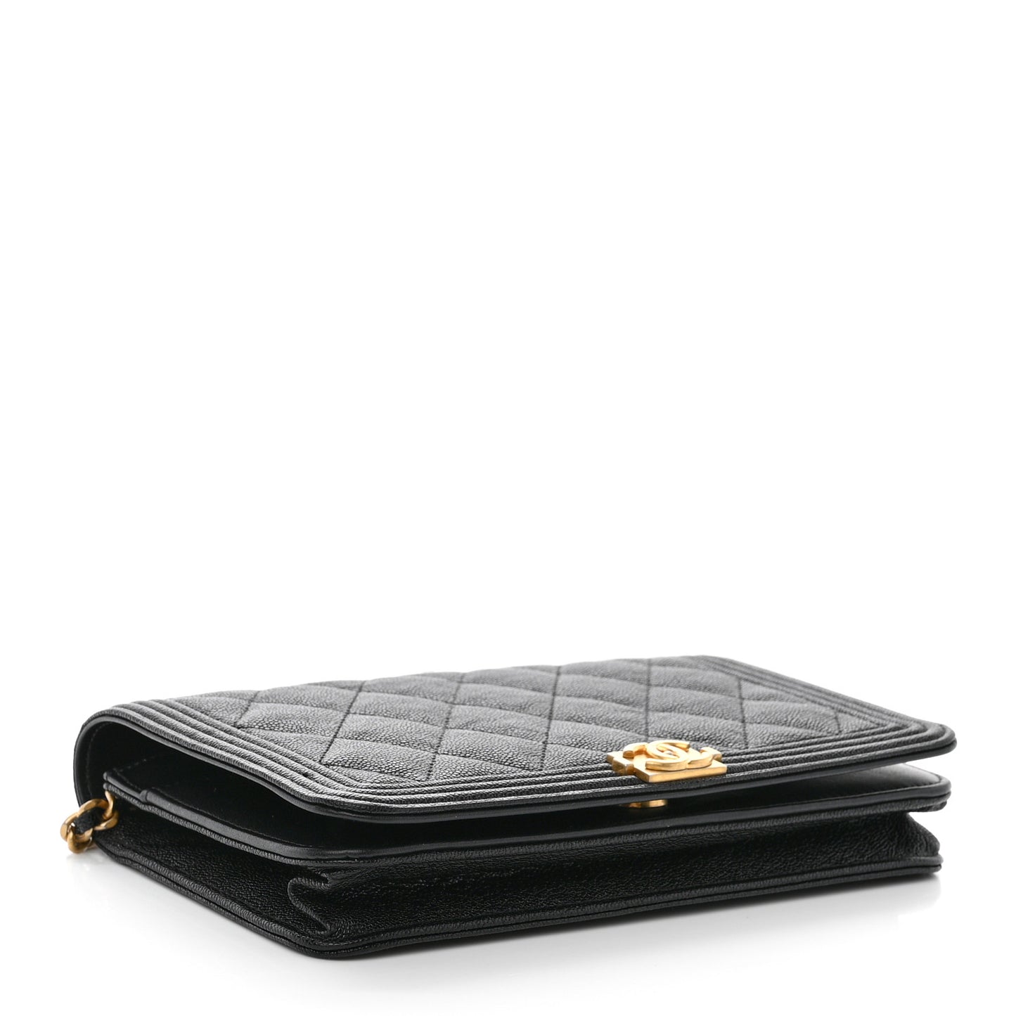 Caviar Quilted Boy Wallet On Chain WOC Black