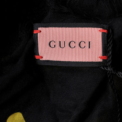 Gucci Modal Silk GG Writers Shawl Black Yellow 4 of 7