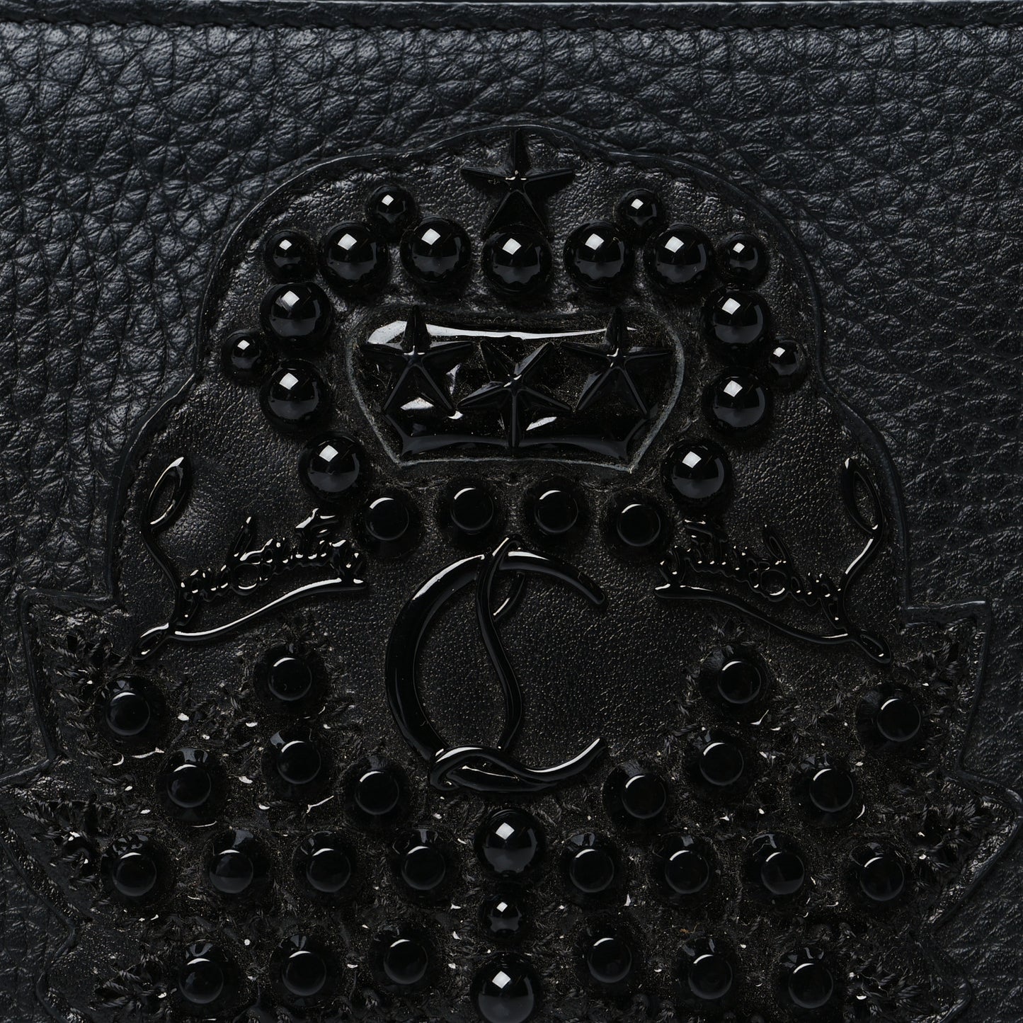 Calfskin Panettone Studded Wristlet Wallet Black