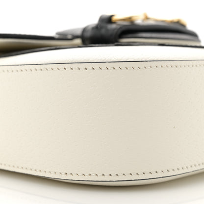 Gucci X ADIDAS Textured Dollar Calfskin Web Trefoil Mini Horsebit 1955 Shoulder Bag Off White Black 9 of 10