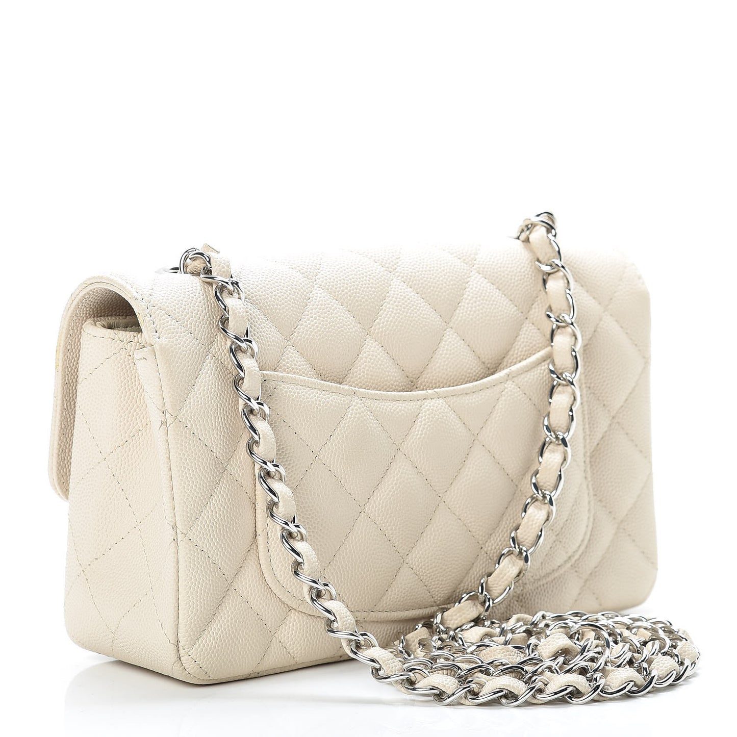 Caviar Quilted Mini Rectangular Flap Light Beige