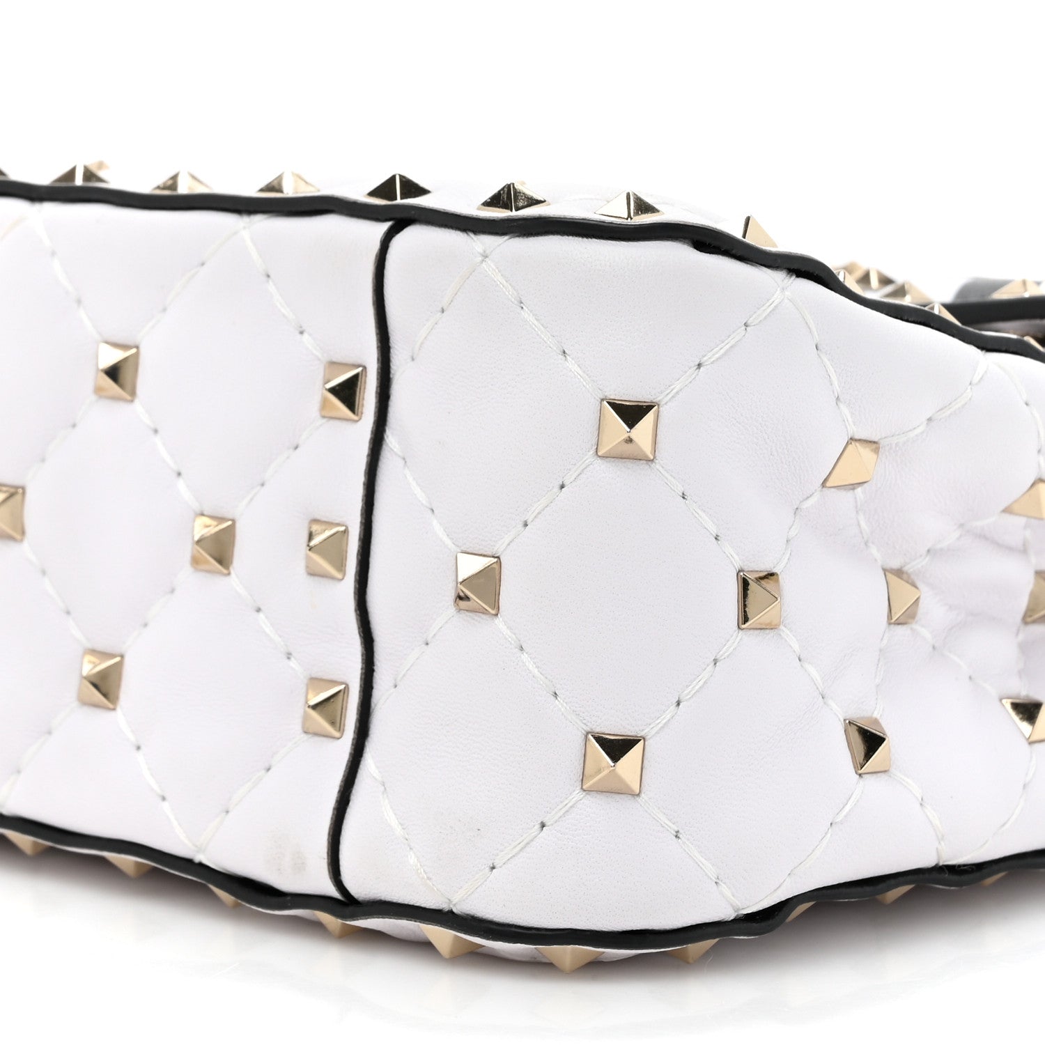 Valentino Garavani Lambskin VLTN Print Medium Rockstud Spike Shoulder Bag Optic White Black 8 of 9