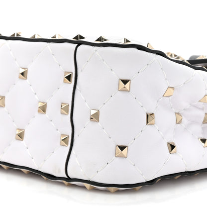 Valentino Garavani Lambskin VLTN Print Medium Rockstud Spike Shoulder Bag Optic White Black 8 of 9