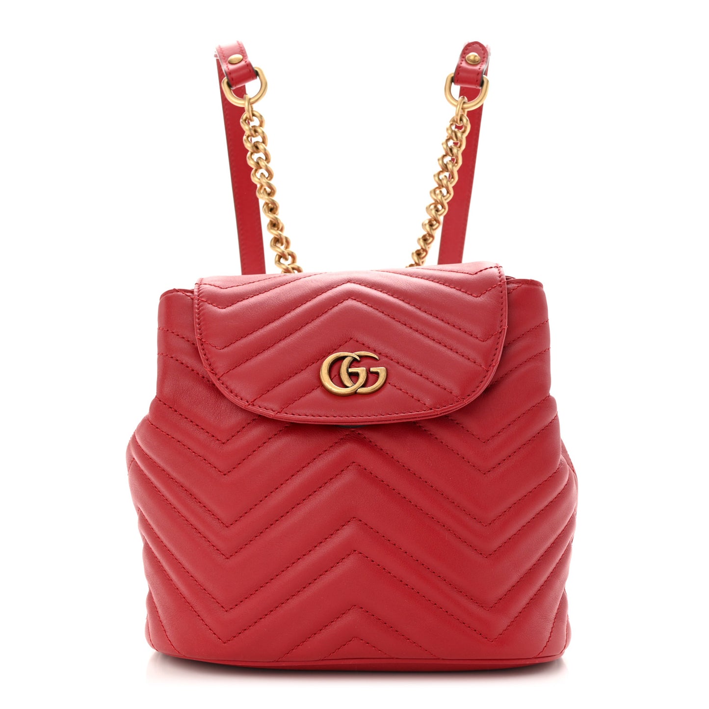 Calfskin Matelasse GG Marmont Flap Backpack Hibiscus Red