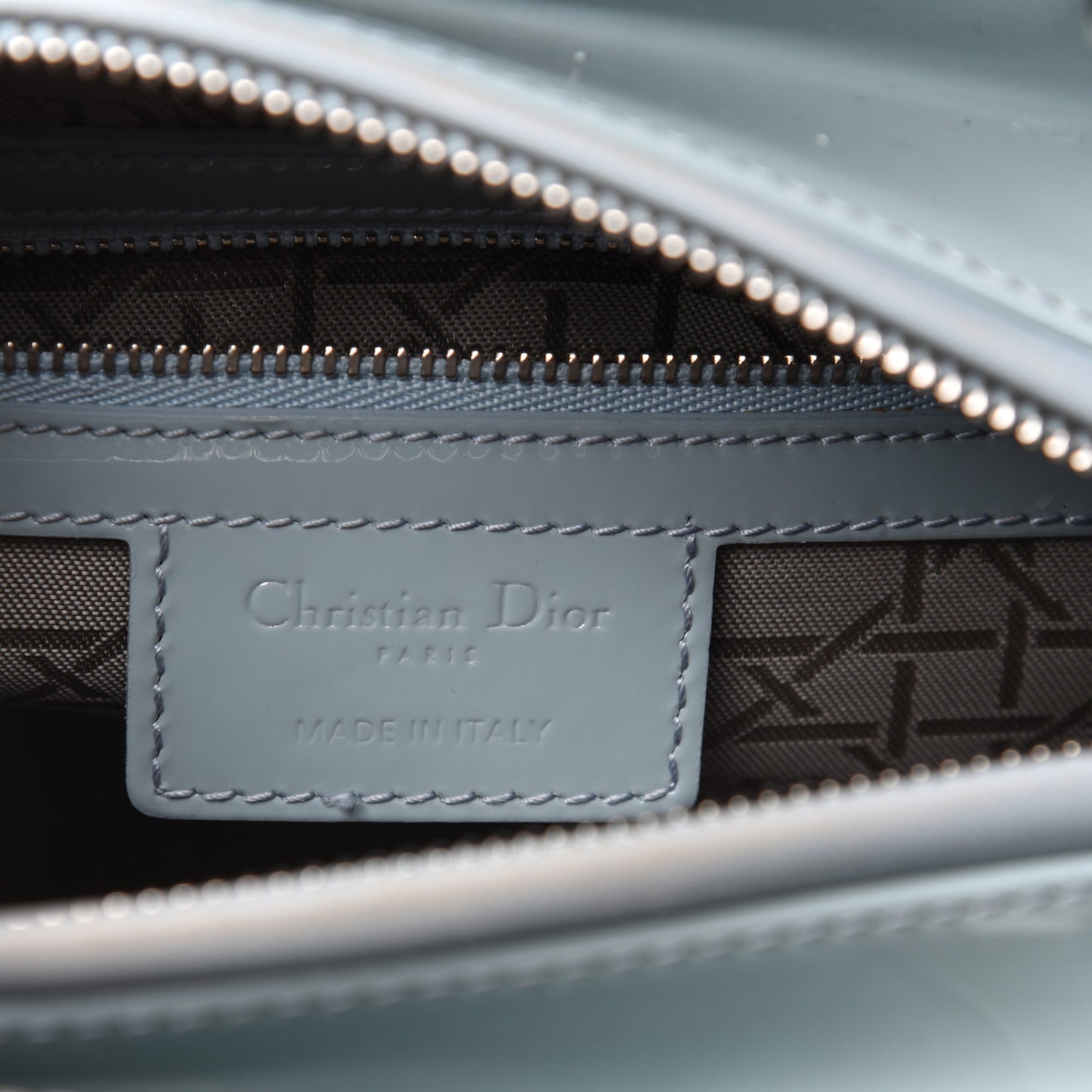 Patent Cannage Medium Lady Dior Light Blue