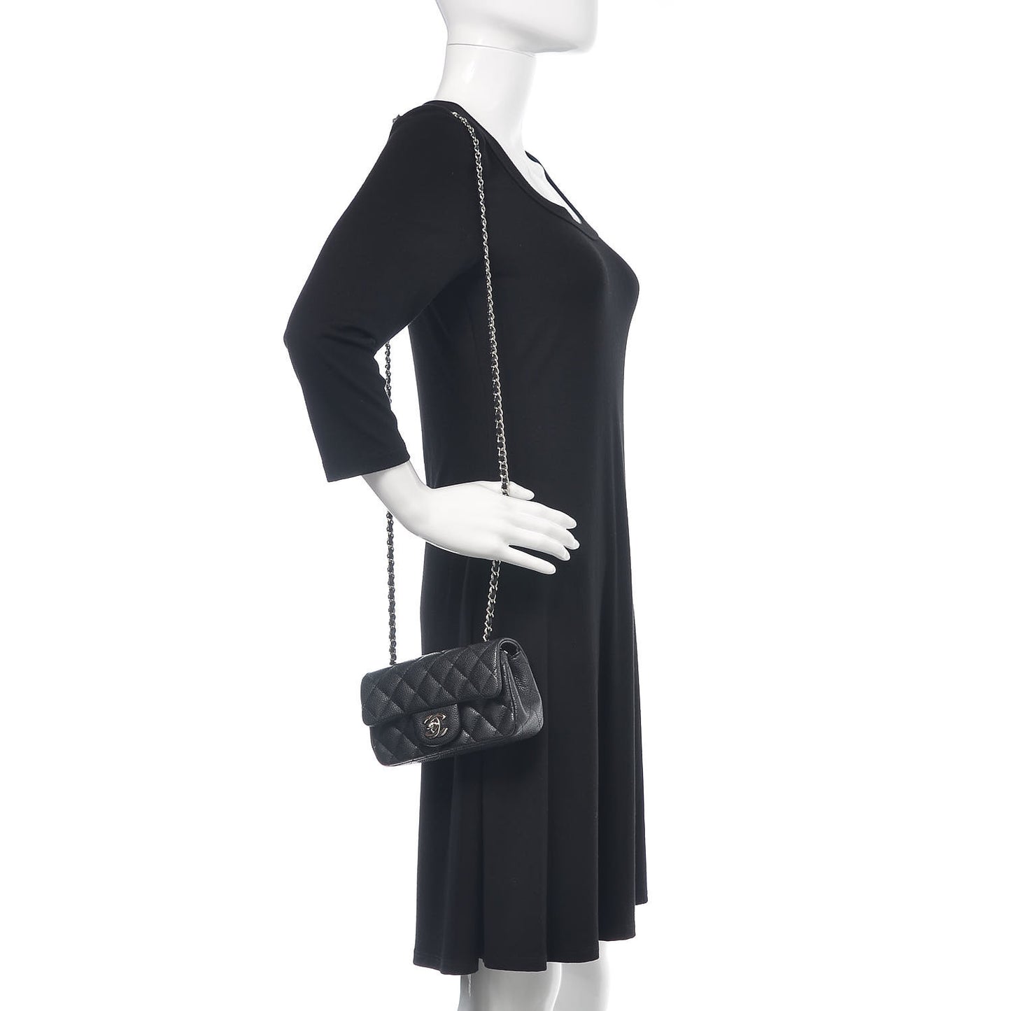 Metallic Caviar Quilted Extra Mini Flap Black