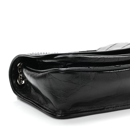 Saint Laurent Crinkled Lambskin Matelasse Monogram Baby Niki Chain Satchel Black 10 of 12