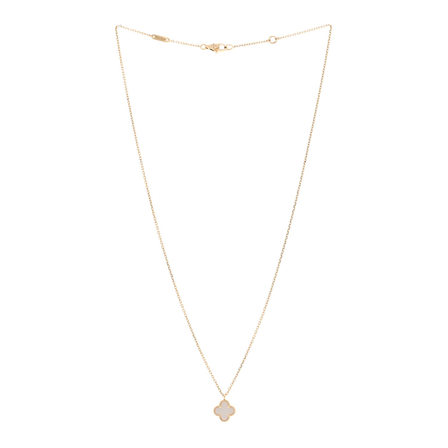 Van Cleef & Arpels 18K Yellow Gold Mother of Pearl Sweet Alhambra Pendant Necklace 3 of 4