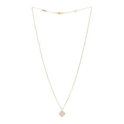 Van Cleef & Arpels 18K Yellow Gold Mother of Pearl Sweet Alhambra Pendant Necklace 3 of 4