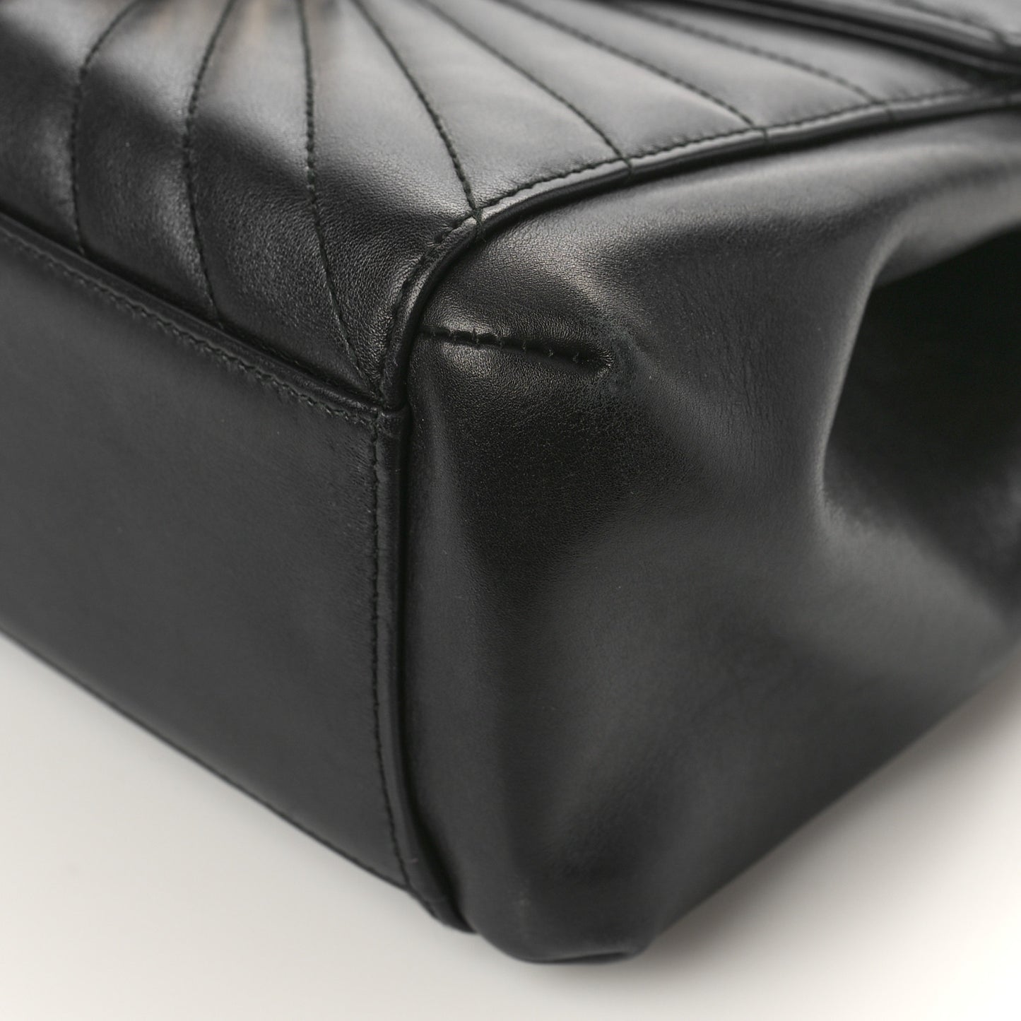 Calfskin Bamboo Trapuntata Queen Margaret Top Handle Bag Black