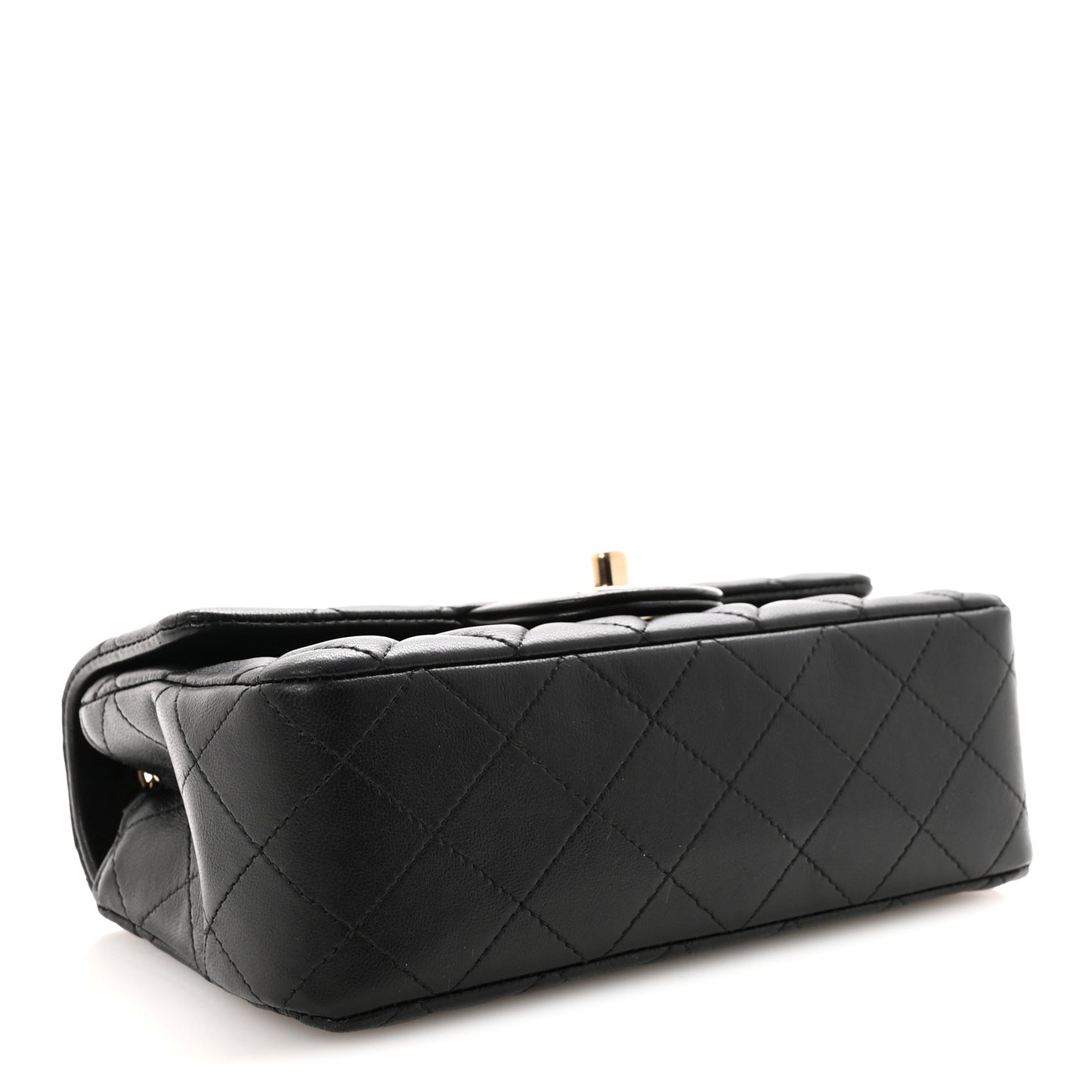 Lambskin Quilted Mini Rectangular Flap Black