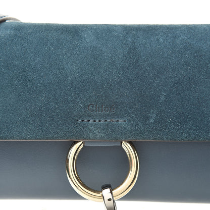 Chloe Suede Calfskin Mini Faye Shoulder Bag Majolica Blue 8 of 11