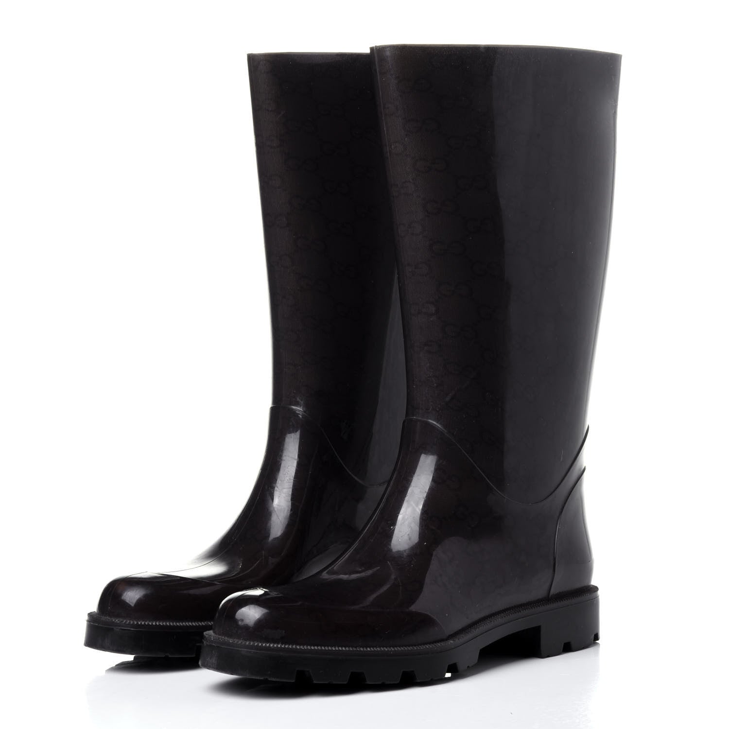 Gucci Rubber Monogram Rain Boots 37 Black 3 of 8